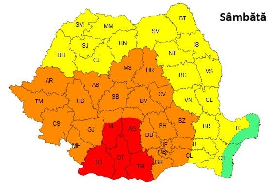 Cod Roșu de caniculă: Temperaturi extreme de până la 39°C în sudul României în acest weekend