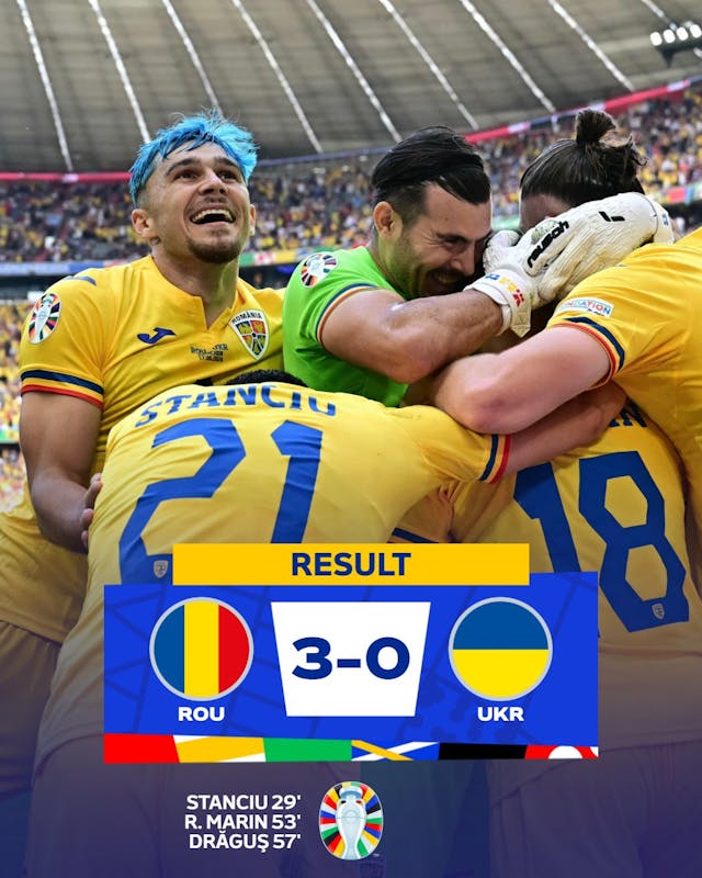 Triumf istoric pentru România la Euro 2024: 3-0 împotriva Ucrainei în debutul Grupei E