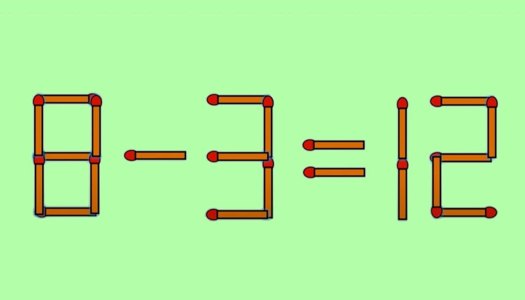  Corectați 8-3=12 Mergând un Chibrit!
