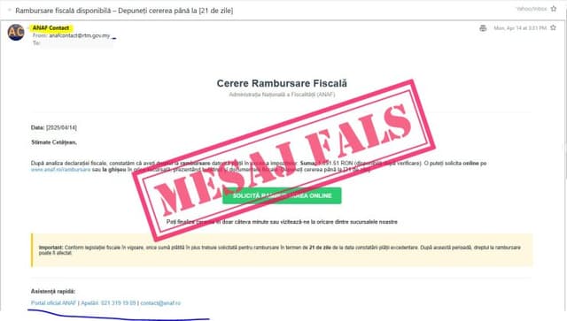  Campanie periculoasă de emailuri false în desfășurare. Cum să te protejezi și ce să faci dacă ai deschis un astfel de mesaj. Sfaturi esențiale pentru a evita fraudele online. Raportează incidentele autorităților!