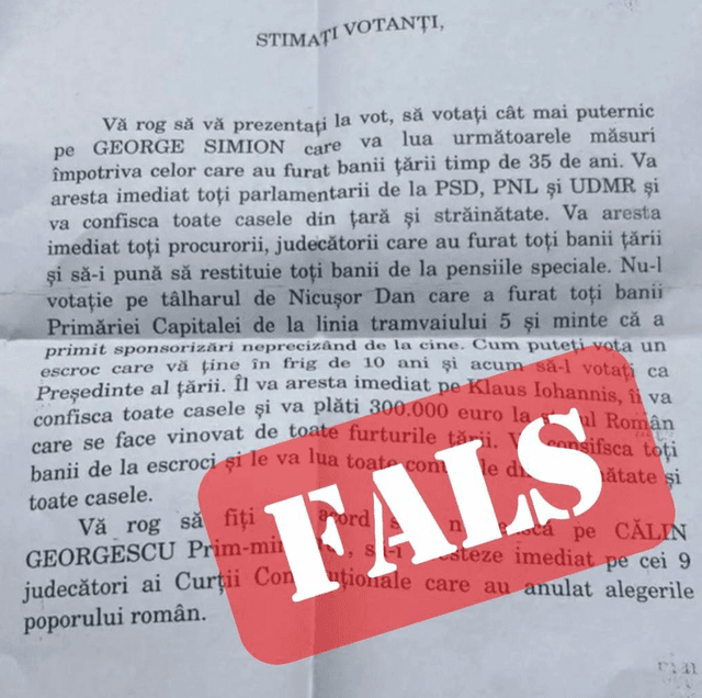  Poliția Sibiu investighează scrisori anonime care cer voturi pentru Simion și promit arestarea lui Iohannis și judecătorilor CCR în campania electorală