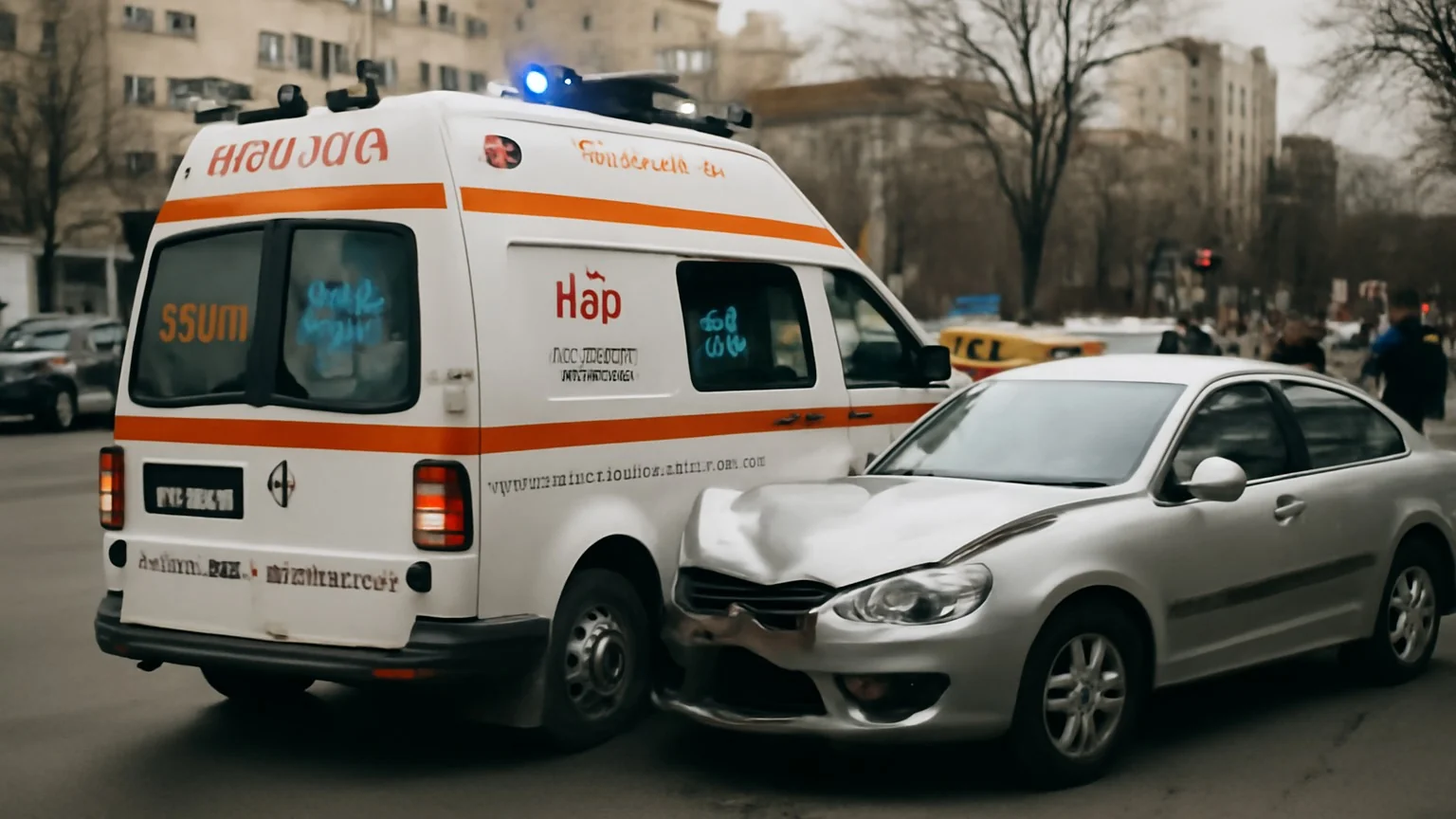 Ambulanță în misiune implicată într‑un accident pe Șoseaua Ștefan cel Mare, București