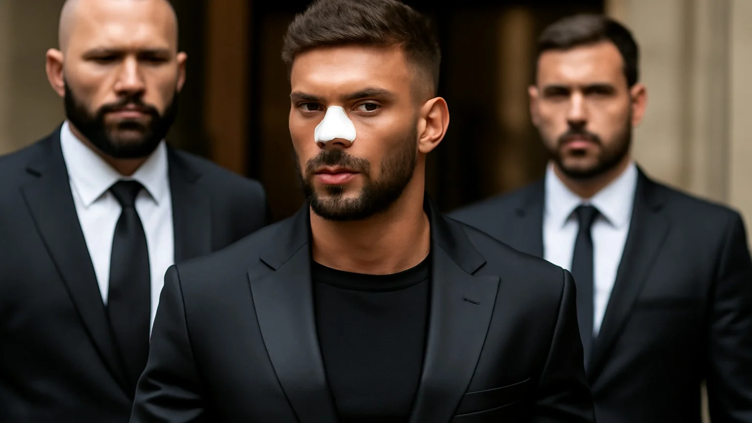 Dorian Popa, la Curtea de Apel București cu nasul bandajat și însoțit de bodyguarzi