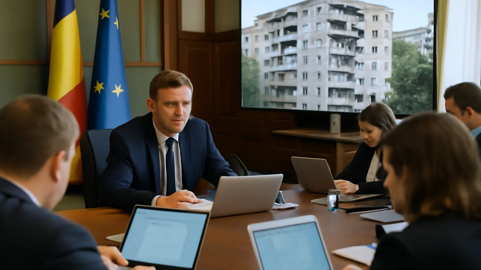 Guvern: ajutoare pentru locuințele afectate de drona care a lovit un bloc din Galați