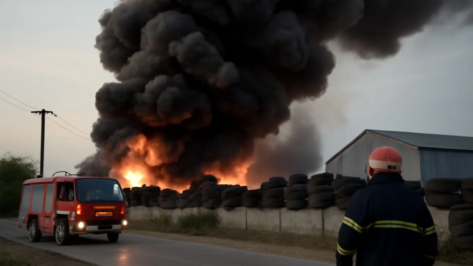 Incendiu puternic la un depozit de cauciucuri din Bragadiru; autoritățile au emis RO‑ALERT (Bragadiru, 18 mai 2026)