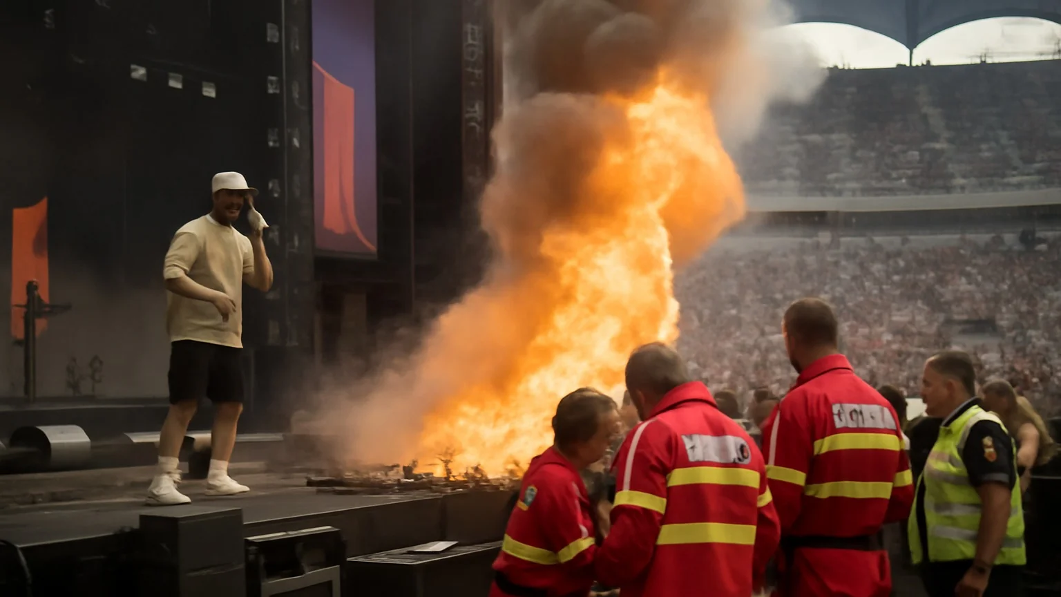 Incident la concertul Max Korzh pe Arena Naţională: materiale pirotehnice au luat foc; mai multe persoane asistate medical (Bucureşti, 23 mai 2026)