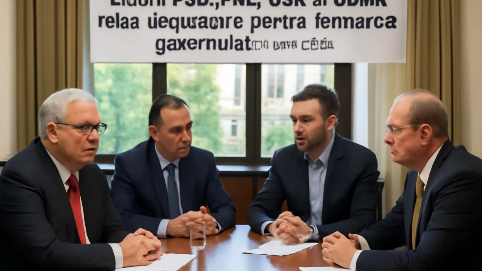 Liderii PSD, PNL, USR și UDMR reiau negocierile pentru formarea guvernului (negocieri politice; București; 6 iulie 2026)
