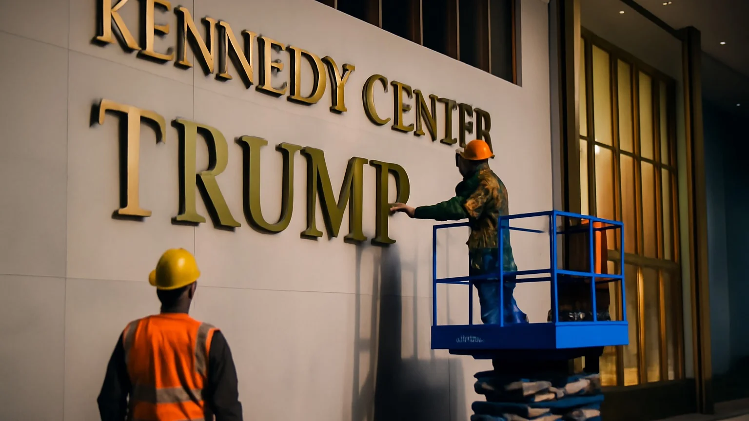 Lucrările de îndepărtare a numelui „Trump” de pe fațada Kennedy Center au început