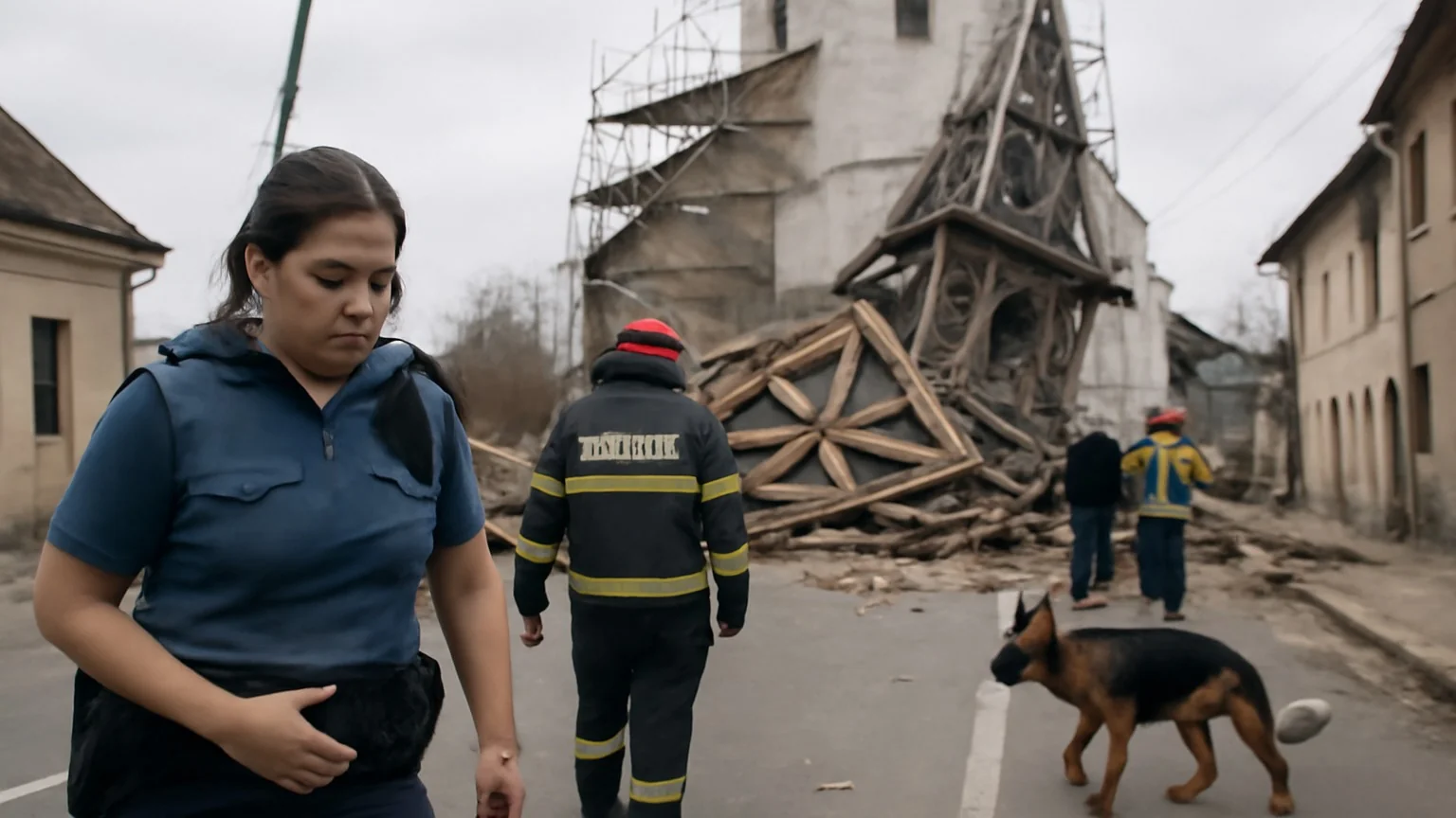 Prăbușirea turlei la biserica reformată din Cehu Silvaniei: o polițistă rănită, ISU în intervenţie