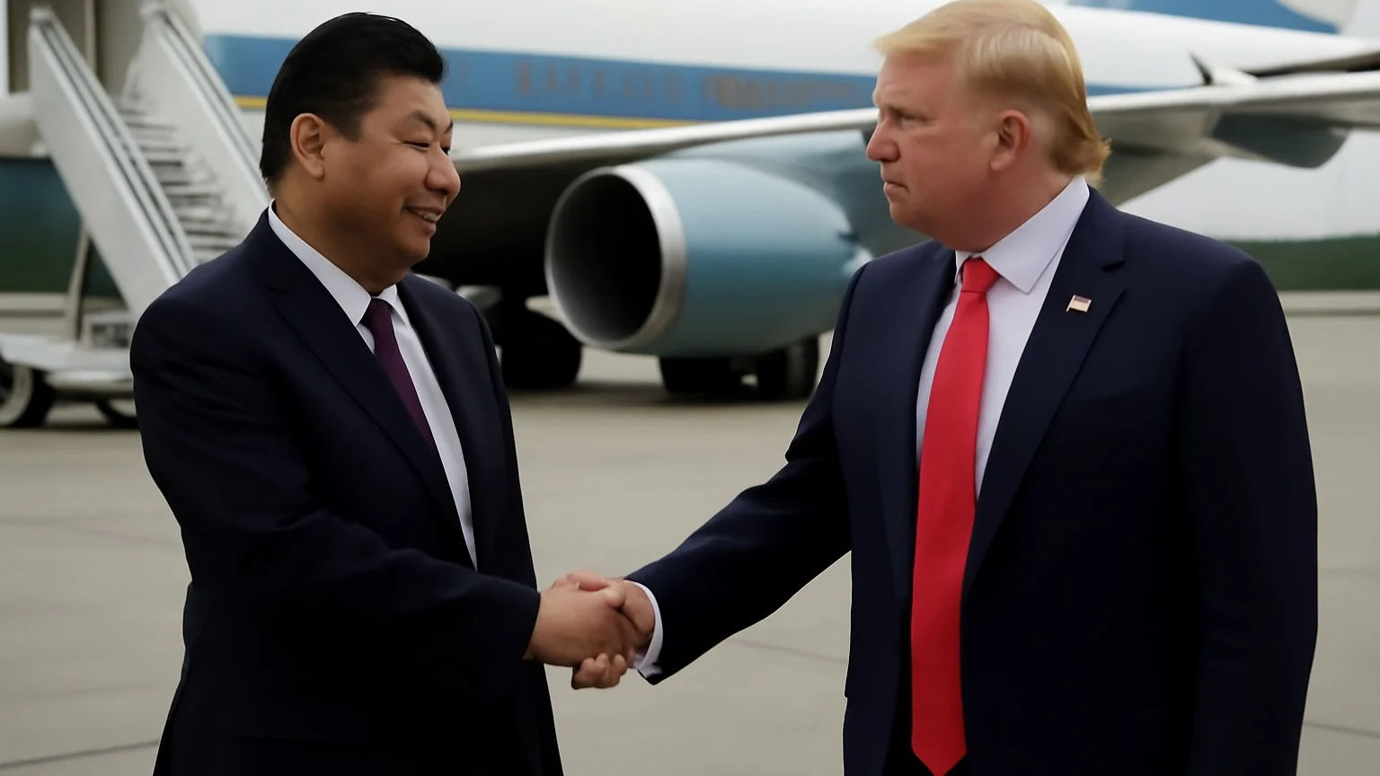Preşedintele chinez Xi Jinping a sosit în Washington; Trump l-a întâmpinat la tarmac (planeside welcome)