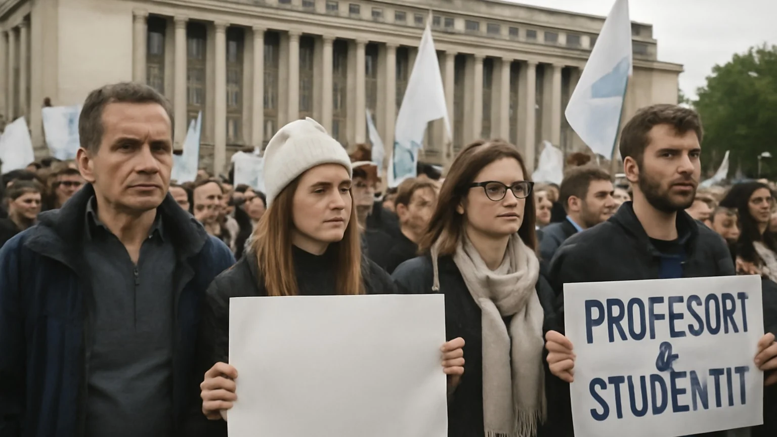 Profesorii și studenții protestează la Guvern; sindicaliștii amenință cu grevă generală