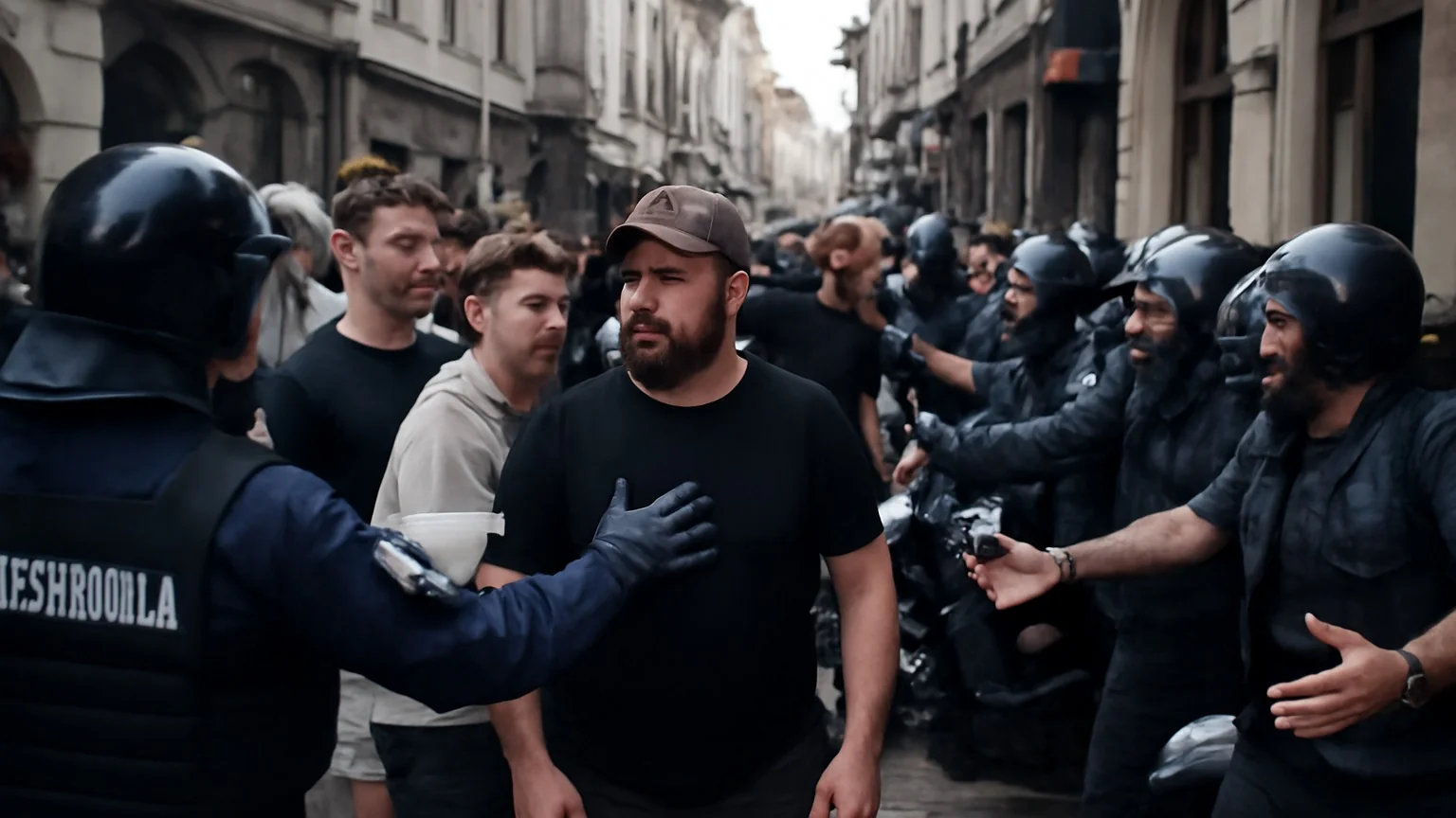 Scandal în Centrul Vechi al Capitalei: altercaţie între fani străini şi grup de motocicliști; jandarmii au intervenit