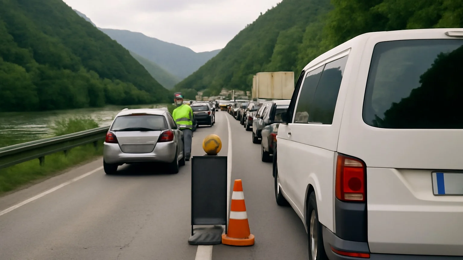 Trafic blocat pe Valea Oltului: coloane kilometrice şi restricţii de circulaţie pe DN7 (defileu)