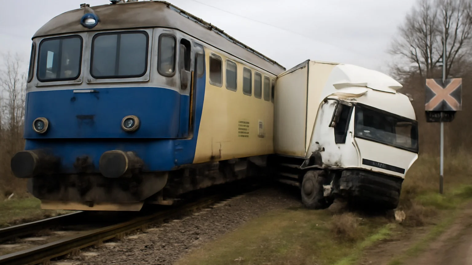 Trafic feroviar blocat pe secţia Deda–Aluniş după coliziunea unui tren InterRegio cu un TIR